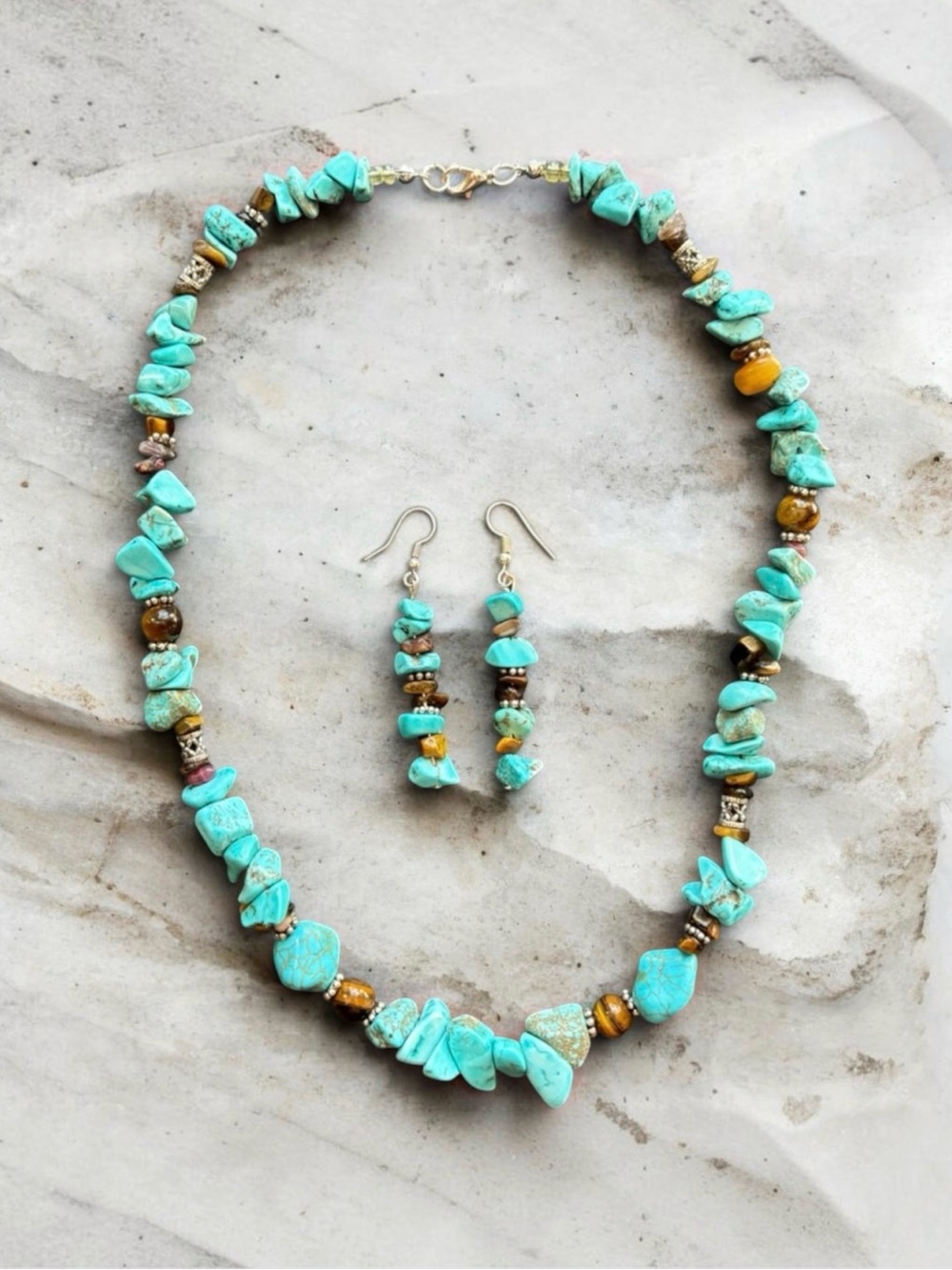 ReMixed Handmade Turquoise Tiger’s Eye Jewelry Set | OOAK Upcycled